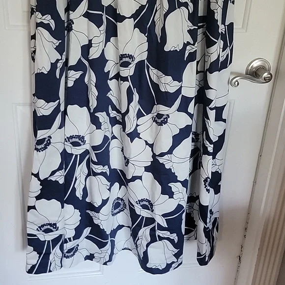 Boden British Style Violet Square Neck Midi Dress Blue White Floral 20 22 R - Picture 3 of 10